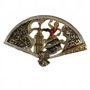 Vintage Spanish Flamenco Fan Brooch Pin